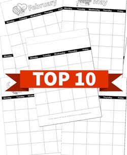 Top 10 Kindergarten Calendars Kids Activities