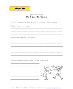 my favorite game worksheet